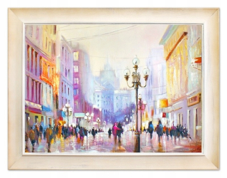 Ručne maľovaný obraz krajiny Nájomný dom 63x84