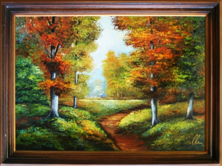 Ručne maľovaný obrázok - krajinné olejové plátno 63x84