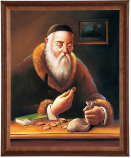Obrázok v drevenom ráme 40x50 cm vrecko Žid