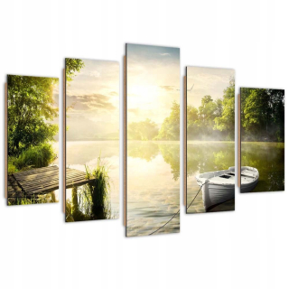 Päťdielna maľba Deco Panel, východ slnka zapnutý