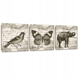 Sada obrazov Deco Panel, Retro Animals - 150x5