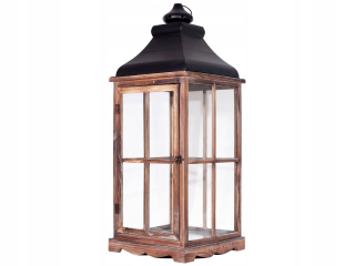 Lampáš, svietník - Obrovský drevený Lantern Lampa 85cm Vintage