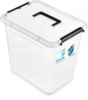 Box, nádoba - Krabička s vekom, čierna, priehľadná