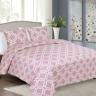 Prikrývka - Polyesterový prehoz Euromat 220 cm x 240 cm biely, odtiene ružovej
