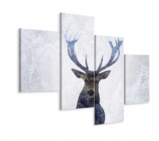 Obrázok 4-dielna Abstrakcia lesa Deer 3d 240x150