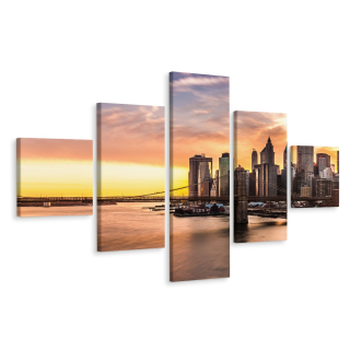 Obrázok 5 dielov NYC Brooklyn Bridge v noci 3d 250x150