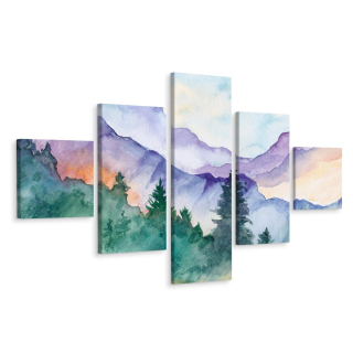 Obrázok 5-dielna horská krajina Watercolor 200x120