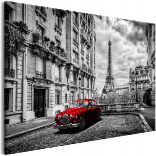 Obrázok - auto v Paríži Red Wide - 120x80 + 2 ďalšie výrobky