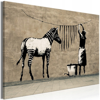 Obrázok - Banksy: Zebra Washing na betóne - 120x80