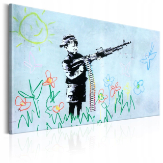 Obrázok - chlapec so zbraňou Banksy - 120x80