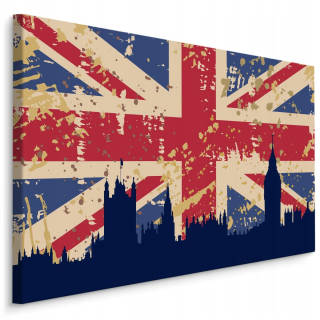 Obrázok vlajky Veľkej Británie v Londýne v pozadí 120x80