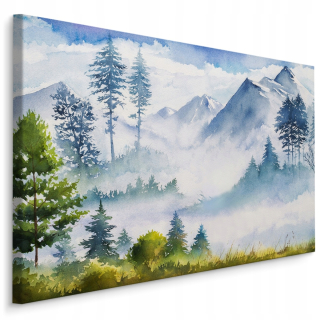 Obrázok horskej krajiny ako akvarel 120x80