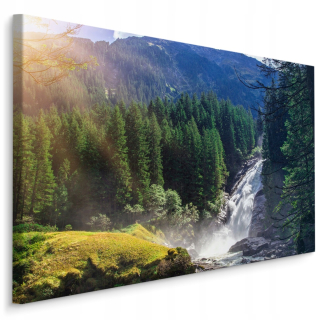 Obrázok les v horách vodopád príroda dekor 3d 100x70