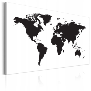 Obrázok - mapa sveta: čierna a biela elegancia 120x80