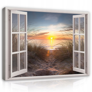 Obrázok na plátne okno 3D Sea Beach Natura 100x70
