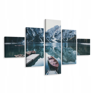 Picture Polyptych Lake Mountains Natura Las 3d 250x150