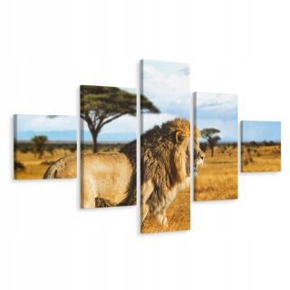 Obrázok Polyptych Lion Sky Tree Landscape 3d 200x120
