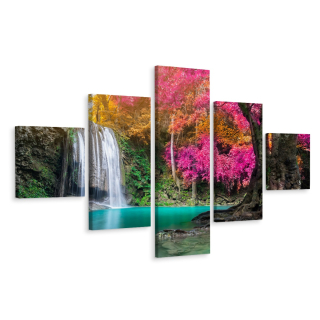 Obrázok Polyptych Krajinný vodopád Jesenný les 250x150