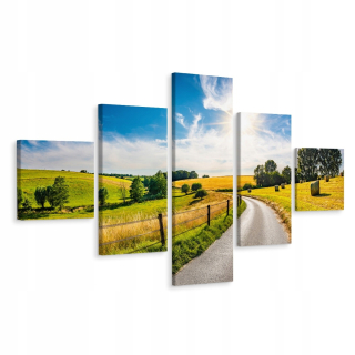 Obrázok polyptych krajina Sun Summer Polana 200x120