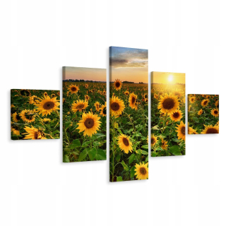 Polyptych Image Sunflower Field Landscape 3d 200x120