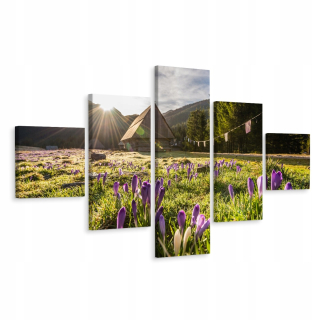 Obrázok polyptych slnka v horách 3D krajina 200x120