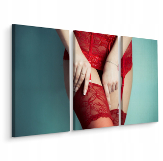 Picture Triptych Red Underwear Woman 3d 180x120