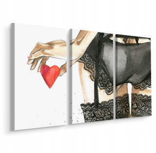 Obraz TRIPTYCH Dievča maľované akvarelom 150x100