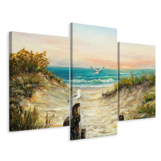Triptych obrázok maľovaná krajina plážové more 180x120