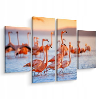 Obrázok tetraptického plameniakového kŕdľa 3D vtákov 160x120