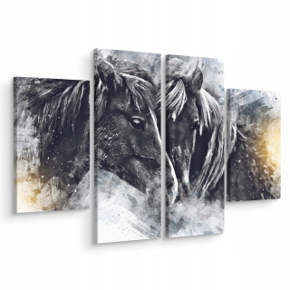 Obrázok Tetrapptych Kone maľujúci portrét 3d 160x120