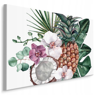 Obrázok tropického ovocia a orchideí 120x80