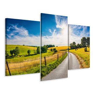 Blue Triptych Picture Sky Sun 180x120