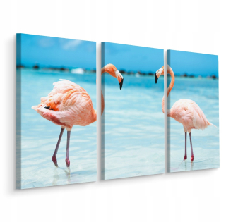 Obraz Triptych FLAMINGS Morská krajina 3D 150x100