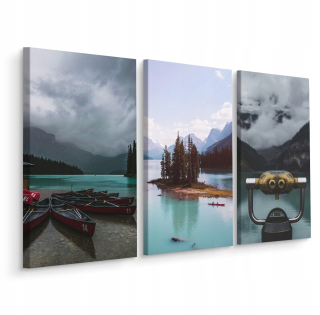 Picture Mountain Triptych Lake Lodź Krajina 120x80