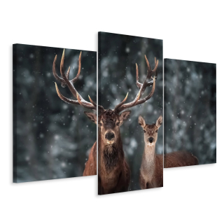 Obrázok Triptych Jeleń łania v lese DeKor 3d 180x120