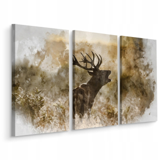 Obrázok Triptych Deer Portrait Watercolor Decor 180x120