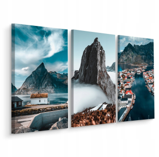 Obrázok mesta Triptych v horách Lake 3d 120x80