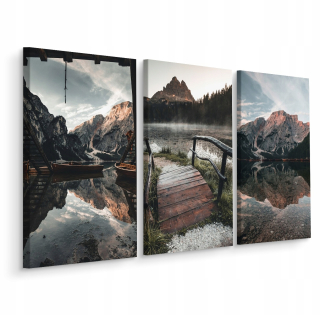 Picture Triptych Mountain Landscapes Lake 3d 150x100