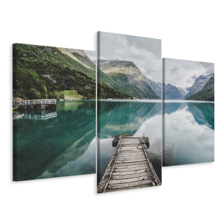 Obraz Triptych MOUNTAIN landscape Lake Most 180x120