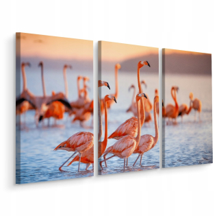 Obrázok Triptych Flamingic Flamingo podľa 3D vody 150x100