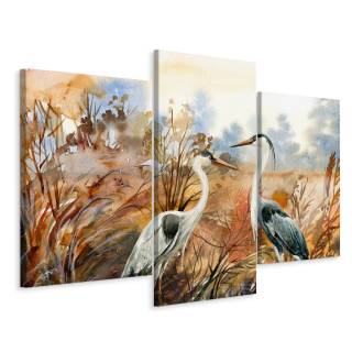 Obrázok Triptych Crane a 3D Watercolor Heron 180x120