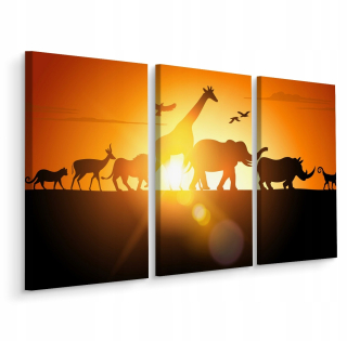Obrázok Triptych Animals Sunset 3d 150x100