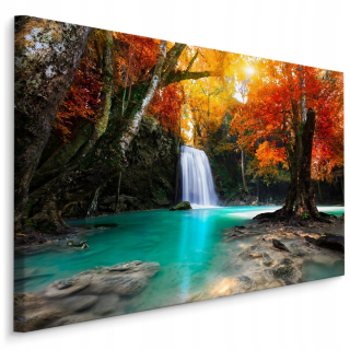 Obrázok vodopádu v jesennom lese 3d 120x80
