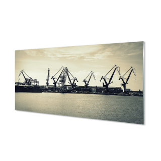 Obraz na sklo Gdansk Lodenice žeriavy rieka 120x60