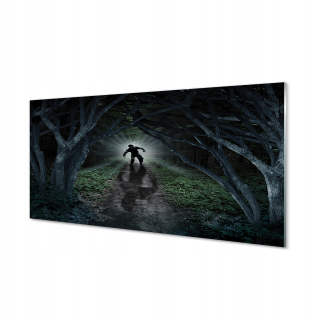 Obrázok na temnom lese skla. Forma stromu 120x60 cm