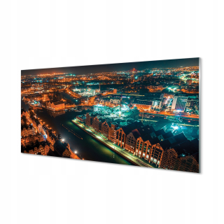Obrázok na Gdansku Gdansk River Panorama Night 120x60 cm