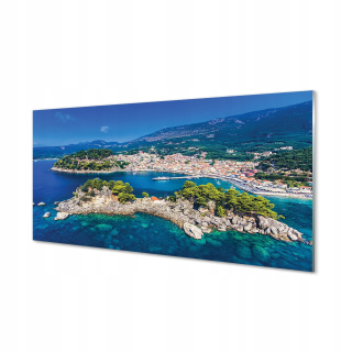 Obrázok na sklenenom Grécku Panorama City Sea 120x60