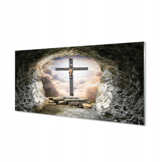 Obrázok na sklenenom jaskyni Cross Light Jesus 120x60