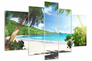 Sklenený obrázok triptych na stene Seychel Beach