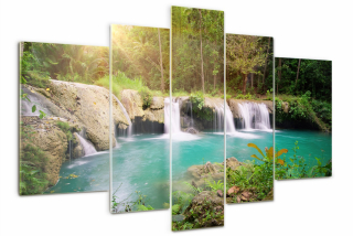 Picture Picture Triptych na stene vodopádu v lese